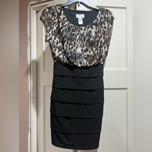NWOT Sweet Storm Animal Print and Black Mini Dress